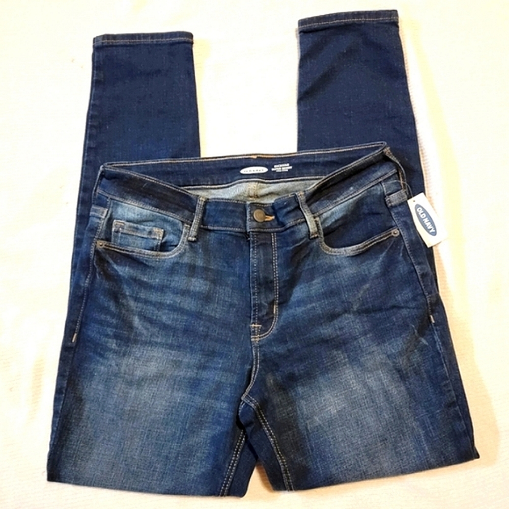 NWT Old Navy Rockstar Super Skinny Mid-Rise Jeans Dark Wash